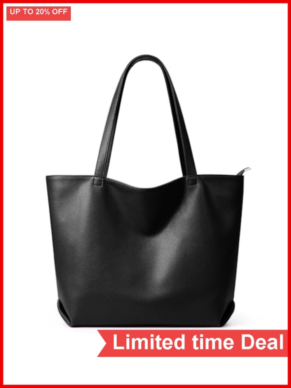 Large Soft Vegan Leather Tote Bag Hobo Purse Women Zipper Shoulder Work Travel